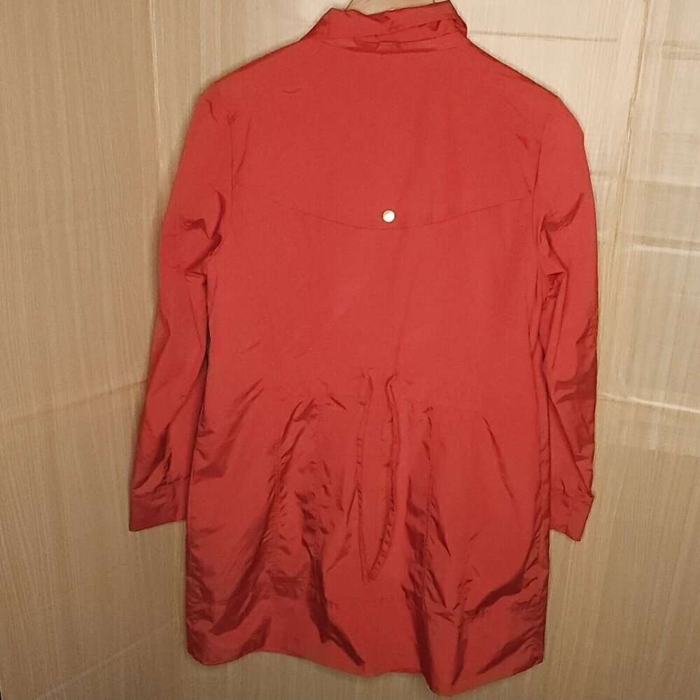 Cole Haan Salmon Pink Long Trench Windbreaker Rain Coat Large - Picture 2 of 11